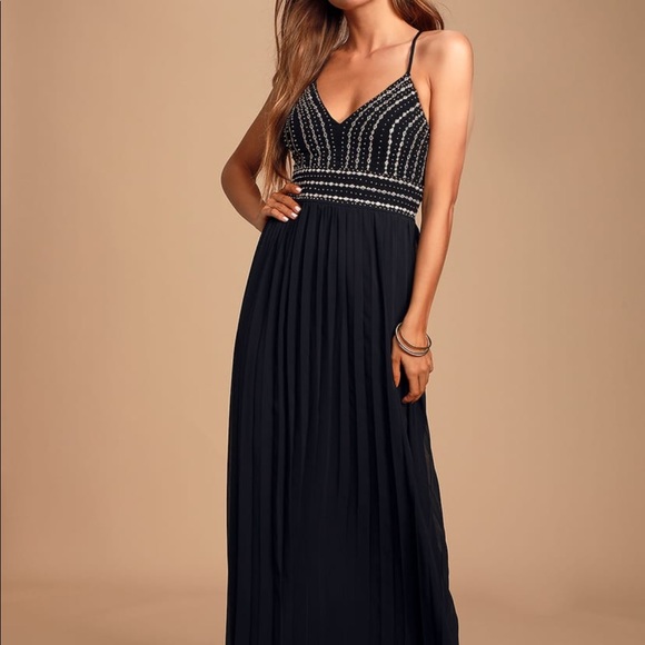 black embroidered maxi dress